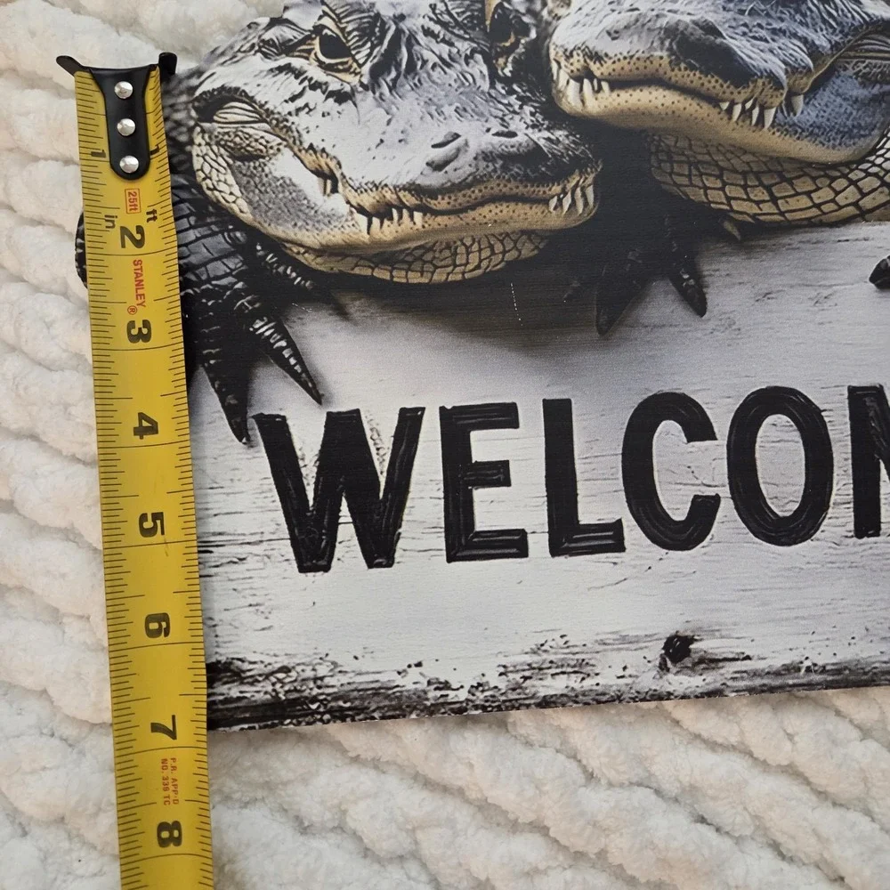 Alligator Crocodile Welcome Wooden Sign Plaque 9x12 Inch Louisiana Swamp Decor